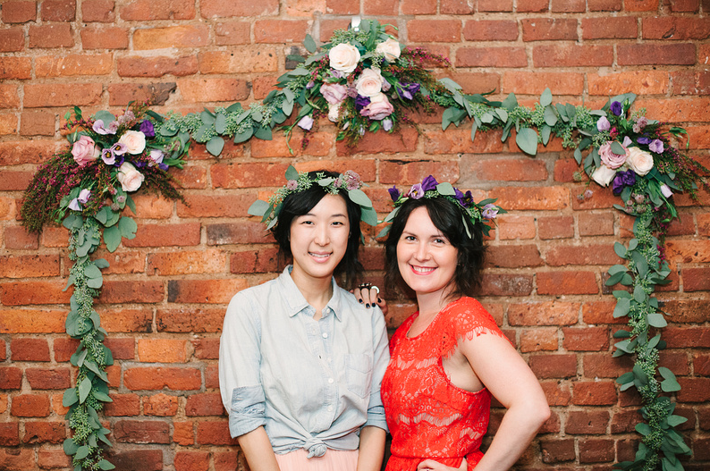 Patricia and I with our wreaths on!
