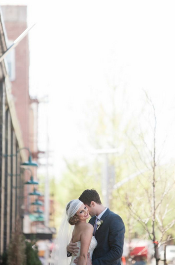 green building new york wedding cap long veil hushed commotion