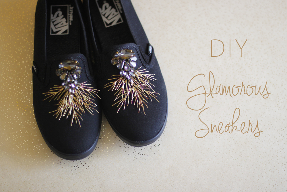 DIY sneakers gold crystal vans