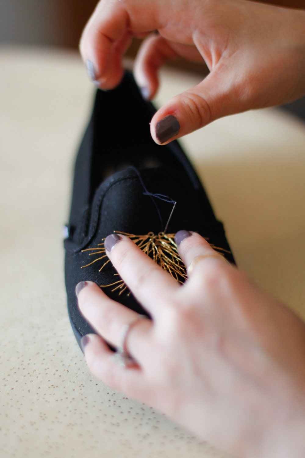 DIY sneakers gold branches
