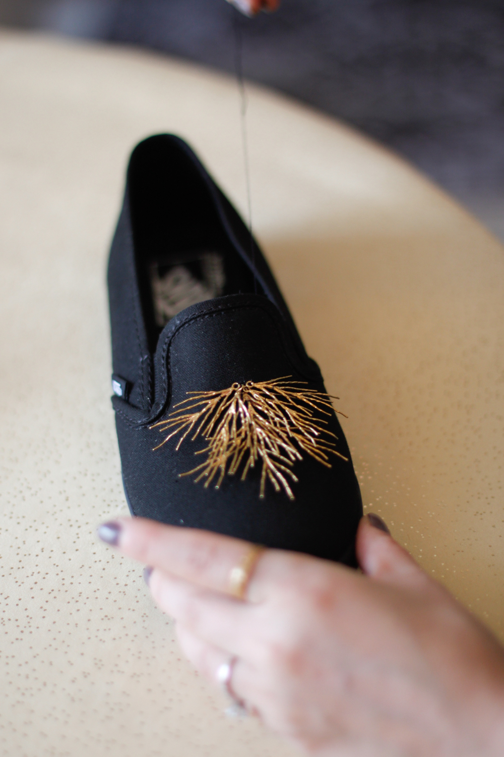 DIY sneakers gold branches