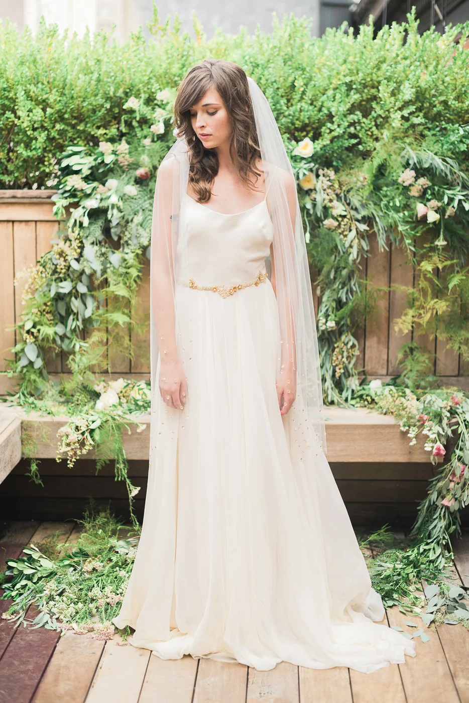 gold beaded belt flower asymmetric hushed commotion