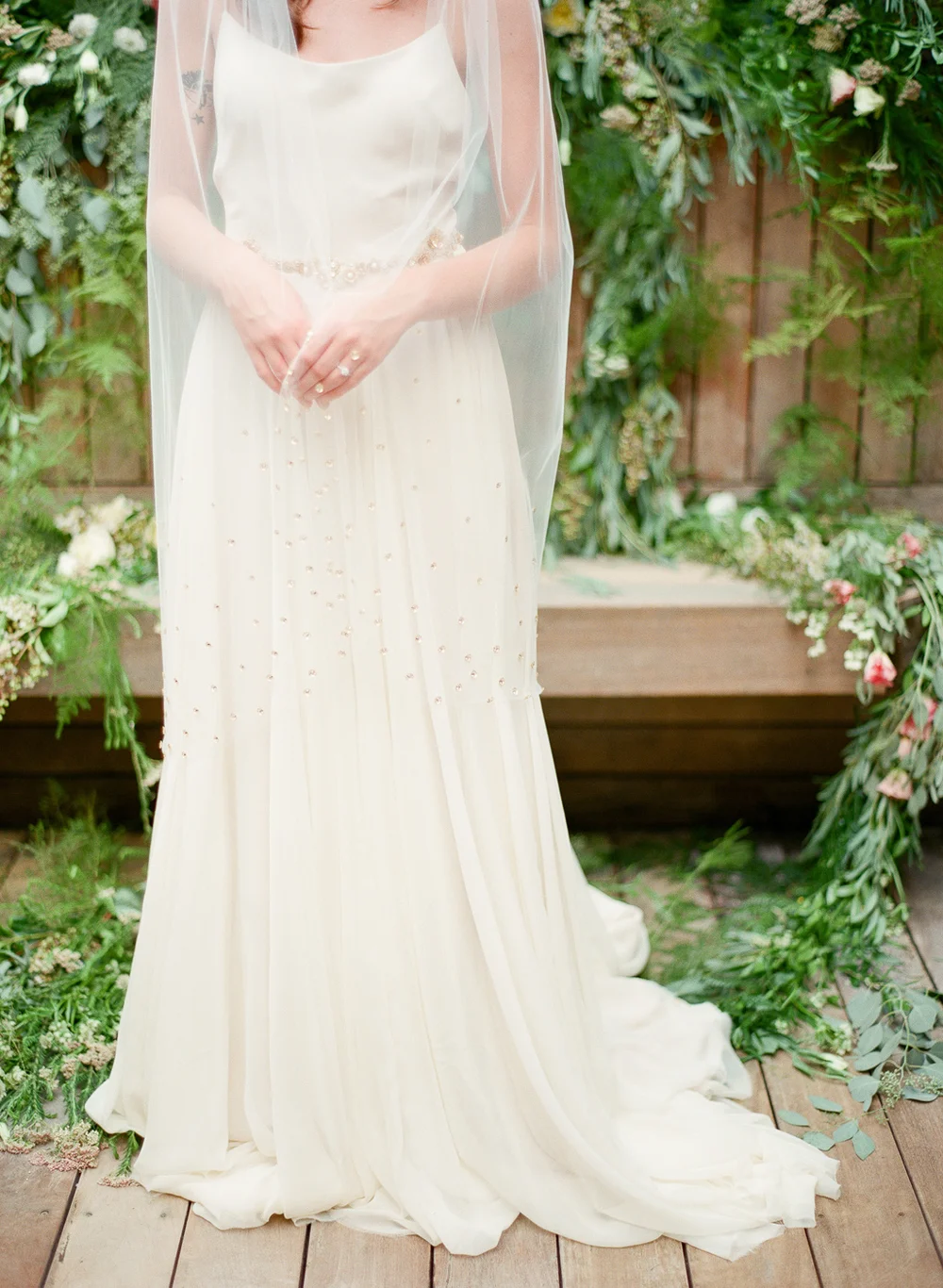 veil gold beaded belt flower asymmetric hushed commotion