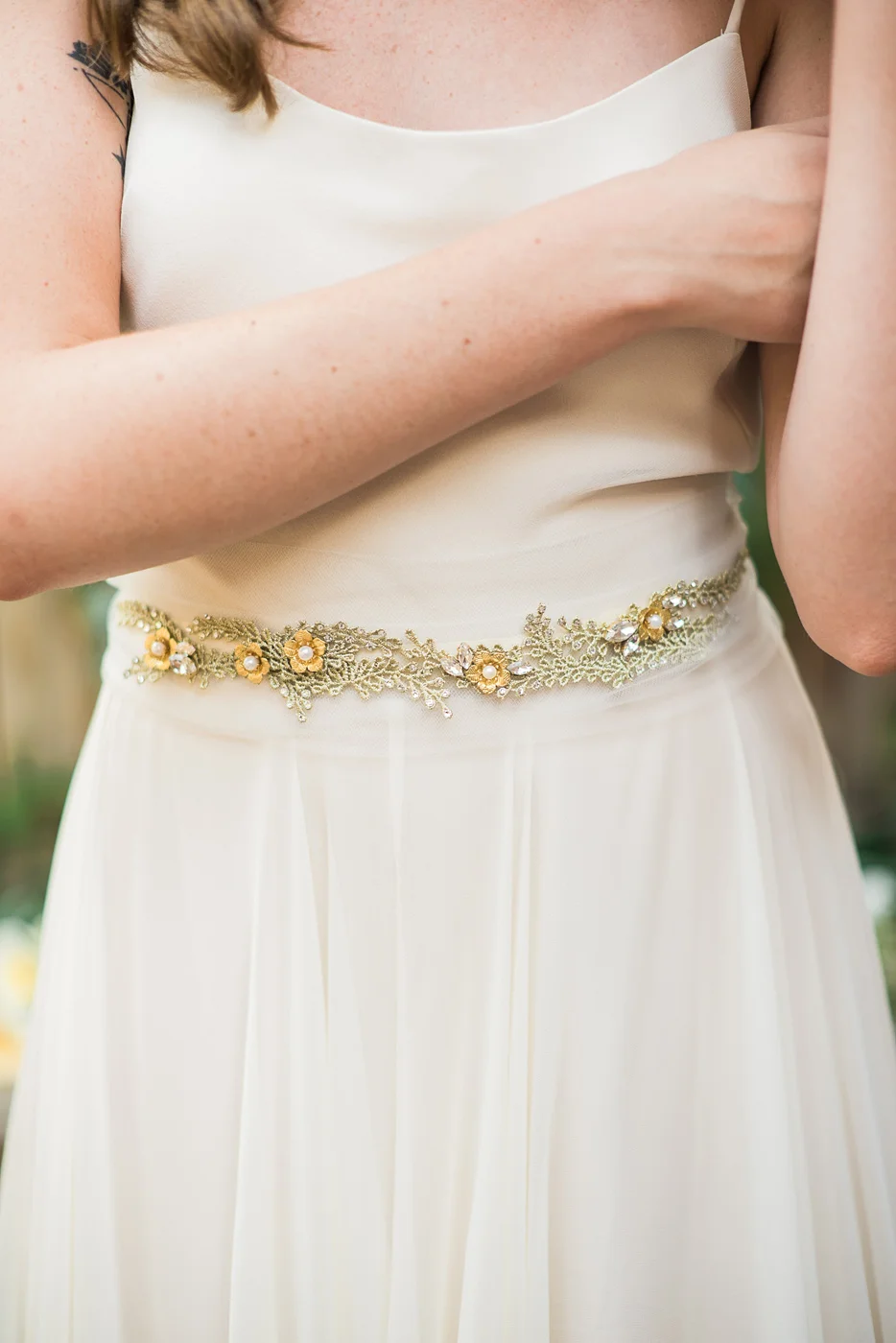 gold vine and flower belt hushed commotion