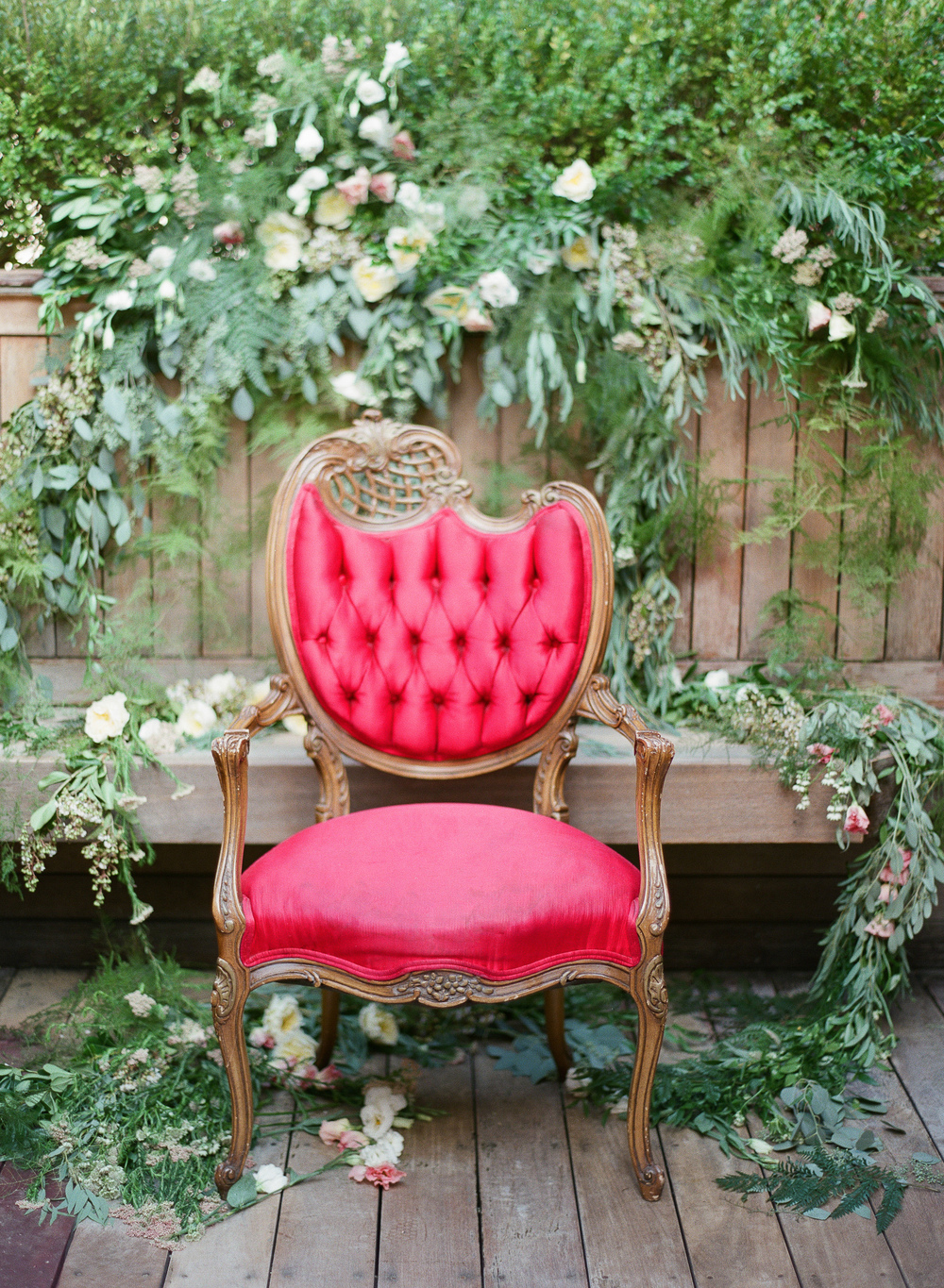 spring flowers pink chair lindsay rae design brklyn view