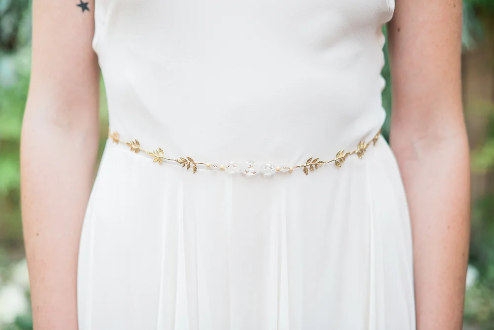 gold leaf wedding belt hushed commotion