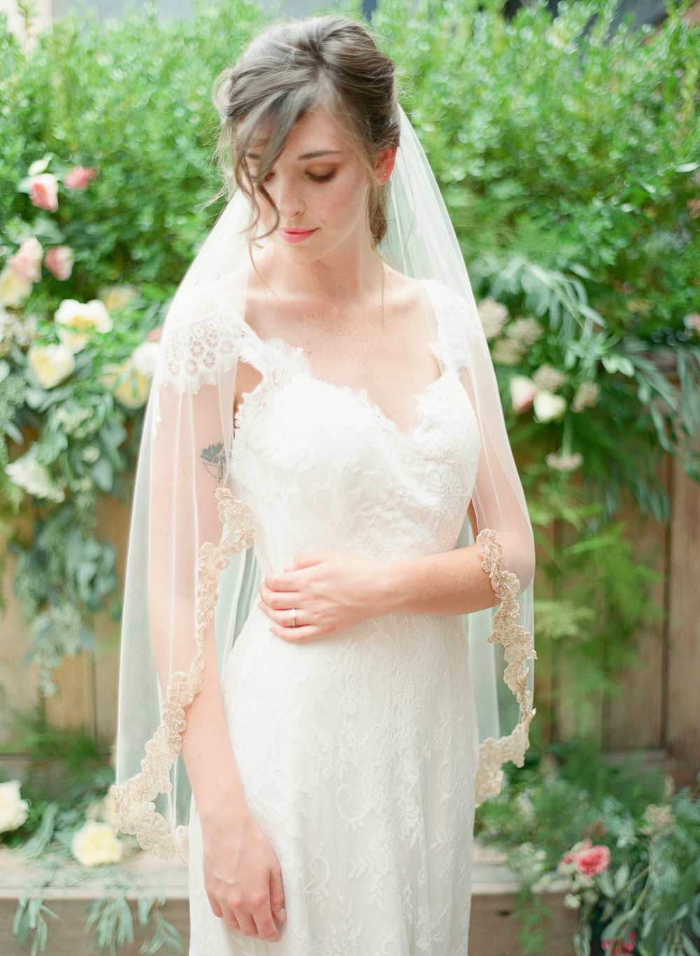 rose gold beaded veil by hushed commotion