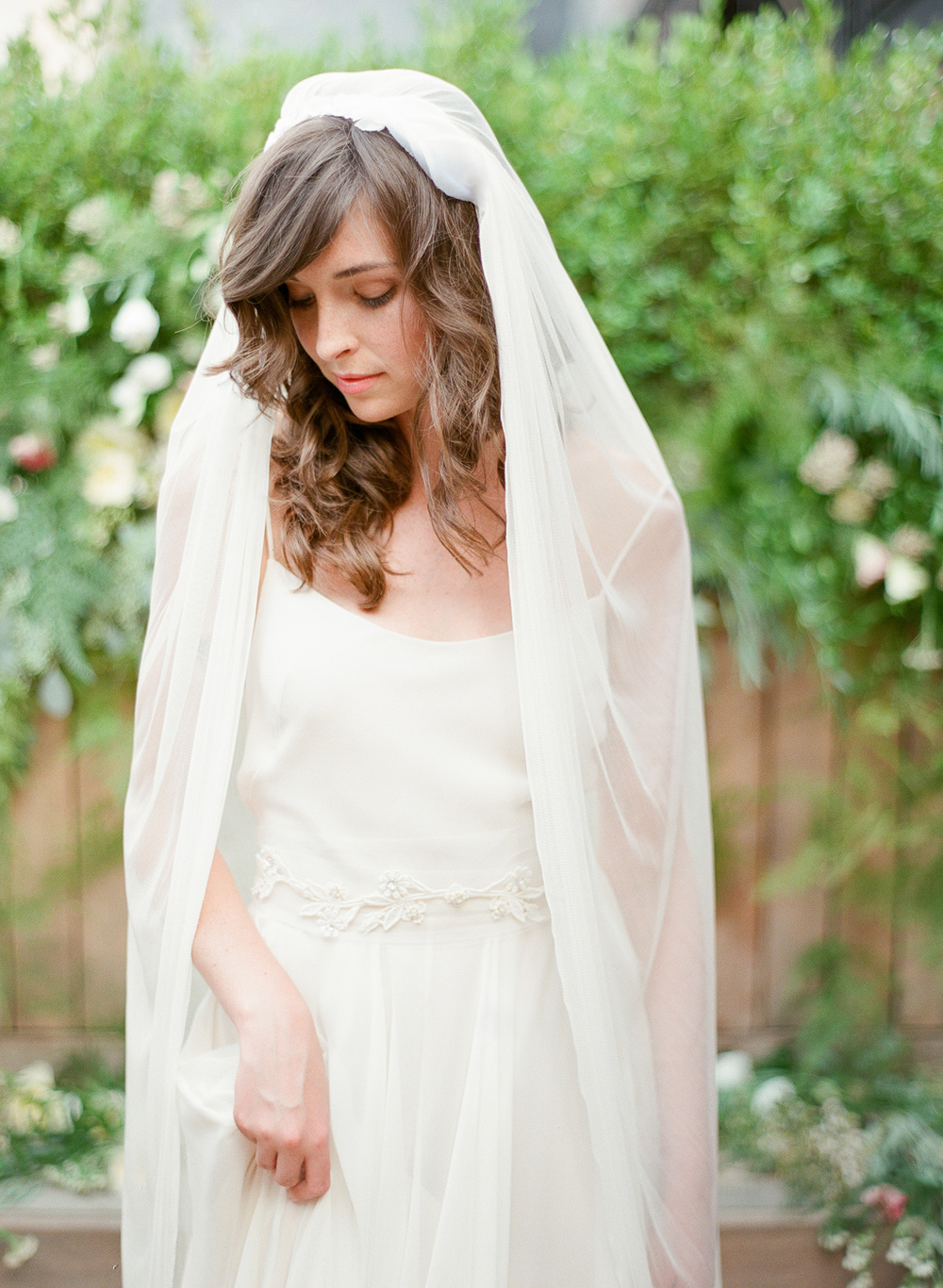 silk tulle flower veil by hushed commotion
