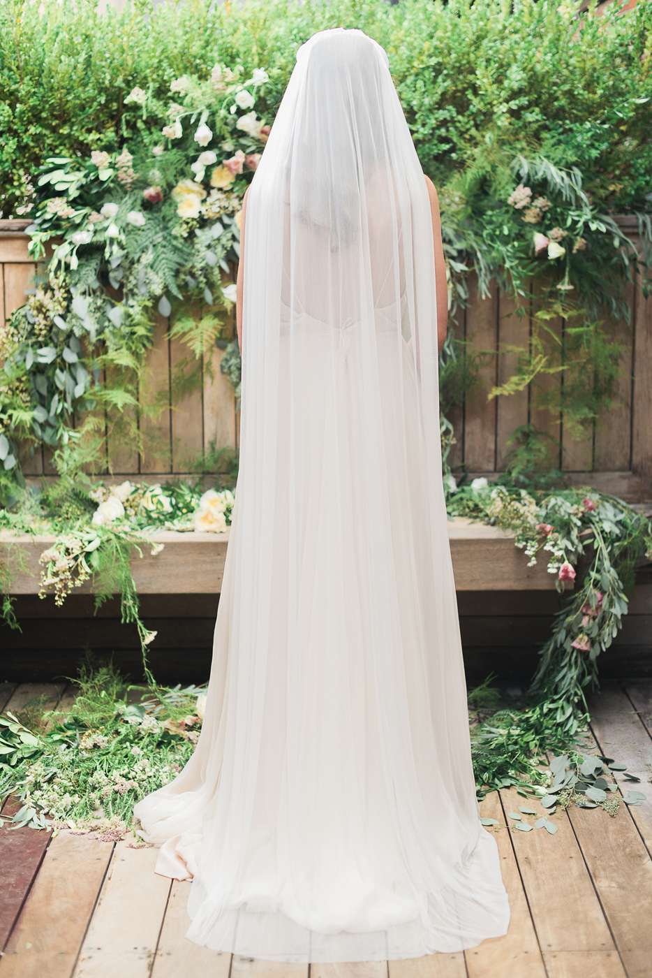 silk tulle veil back detail by hushed commotion