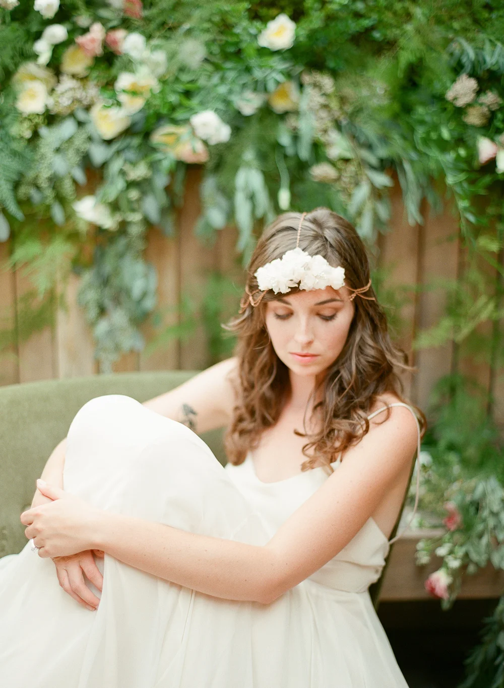 bohemian hair chain with silk flower by hushed commotion