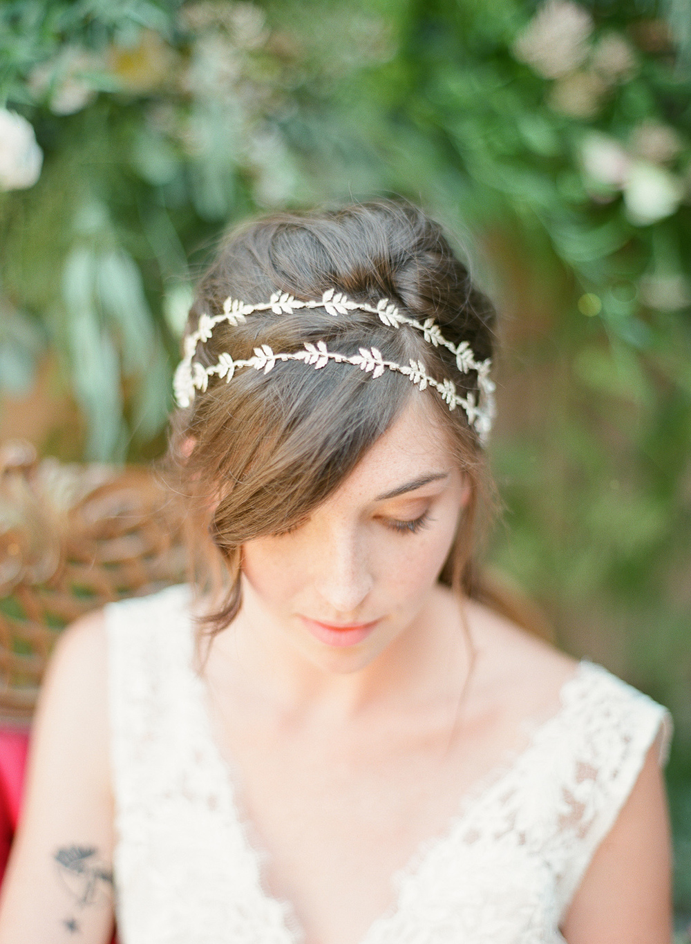 silver lead double headband with crystals by hushed commotion