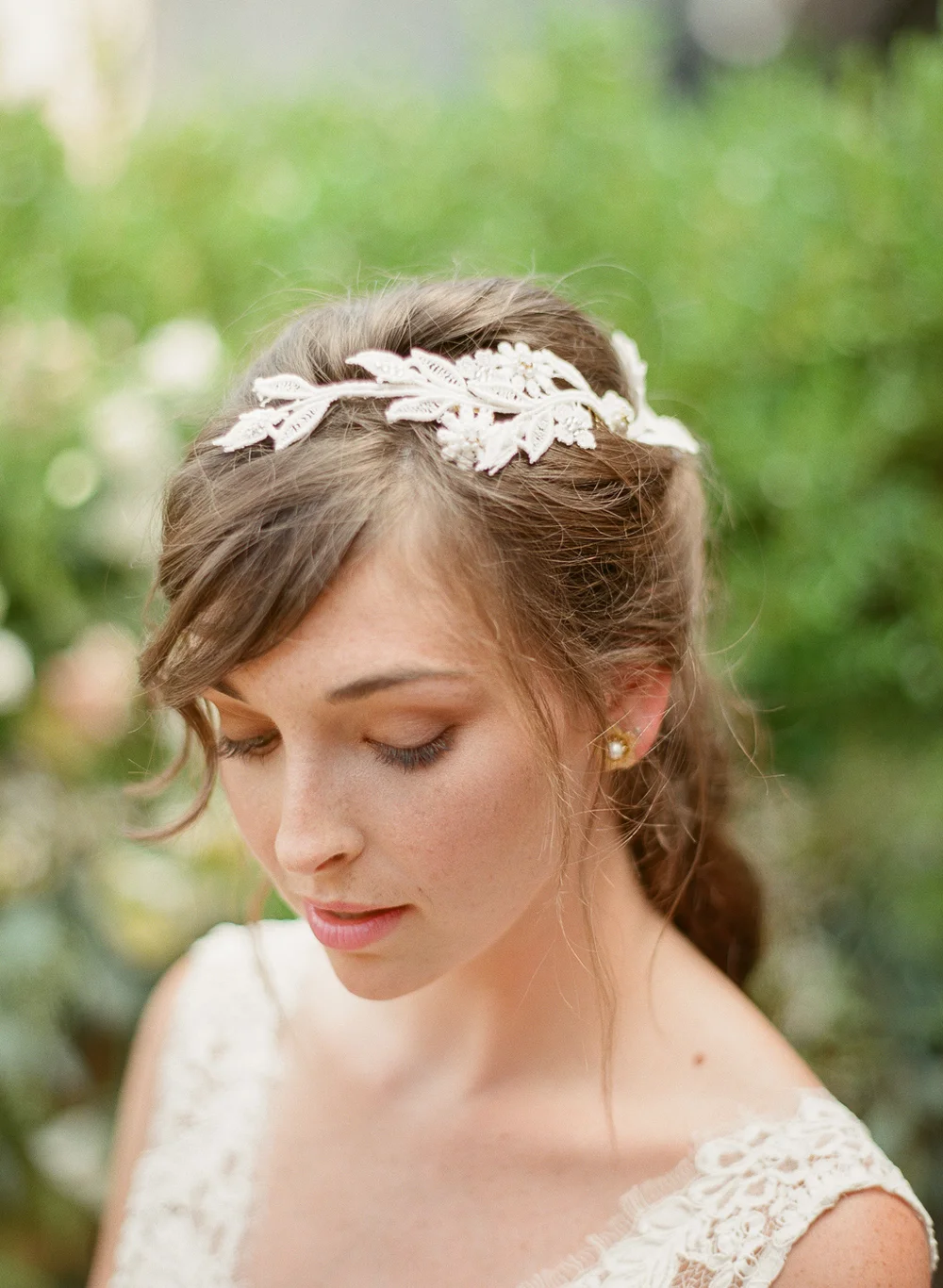 ivory embroidery head piece opal pearl crystal by hushed commotion