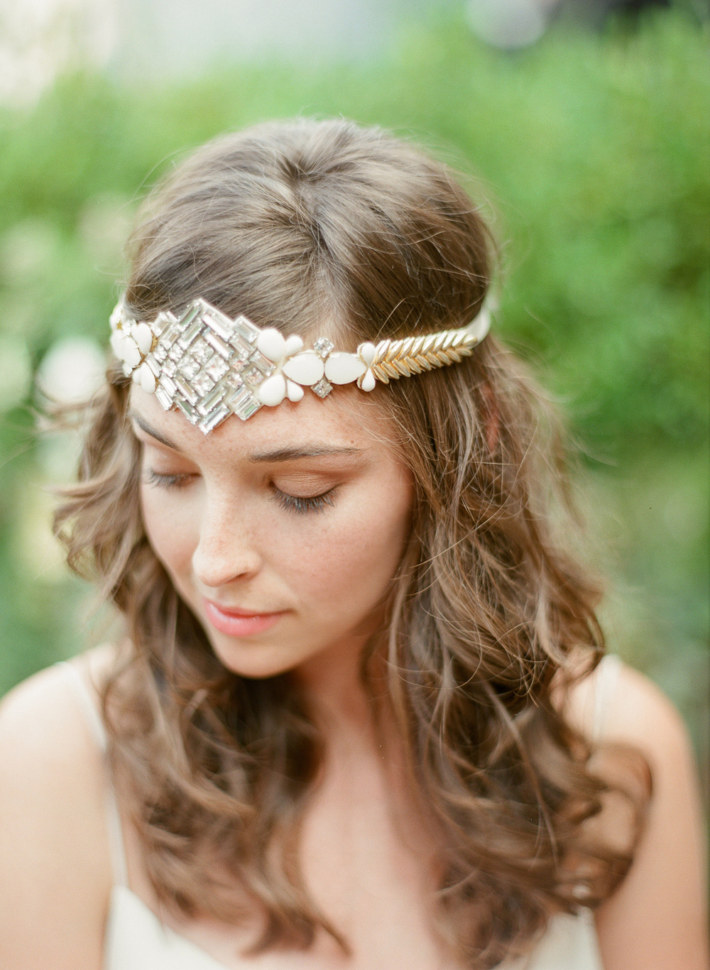 art deco headpiece crystal gold beading by hushed commmotion