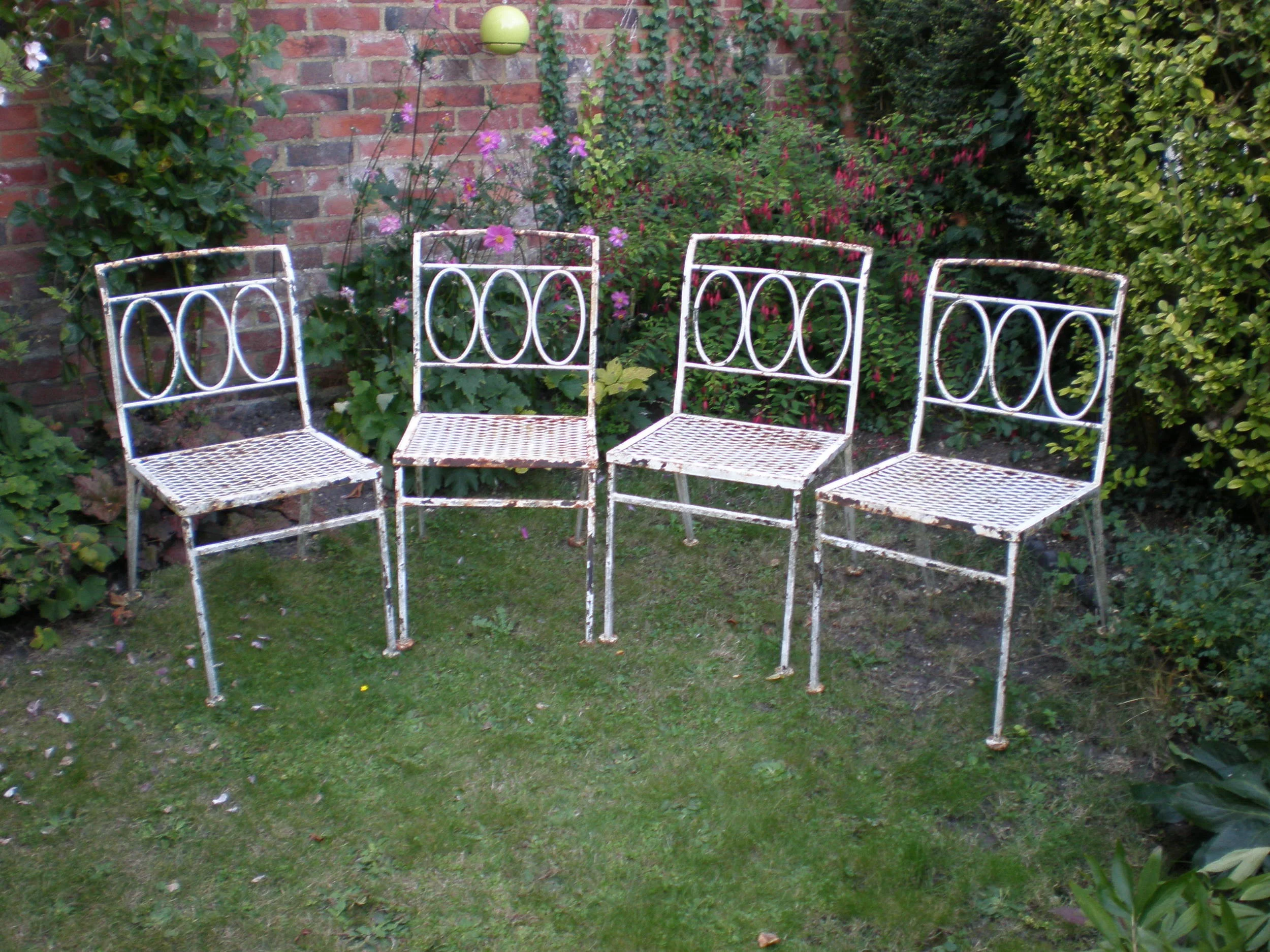 Four Steel Garden Chairs