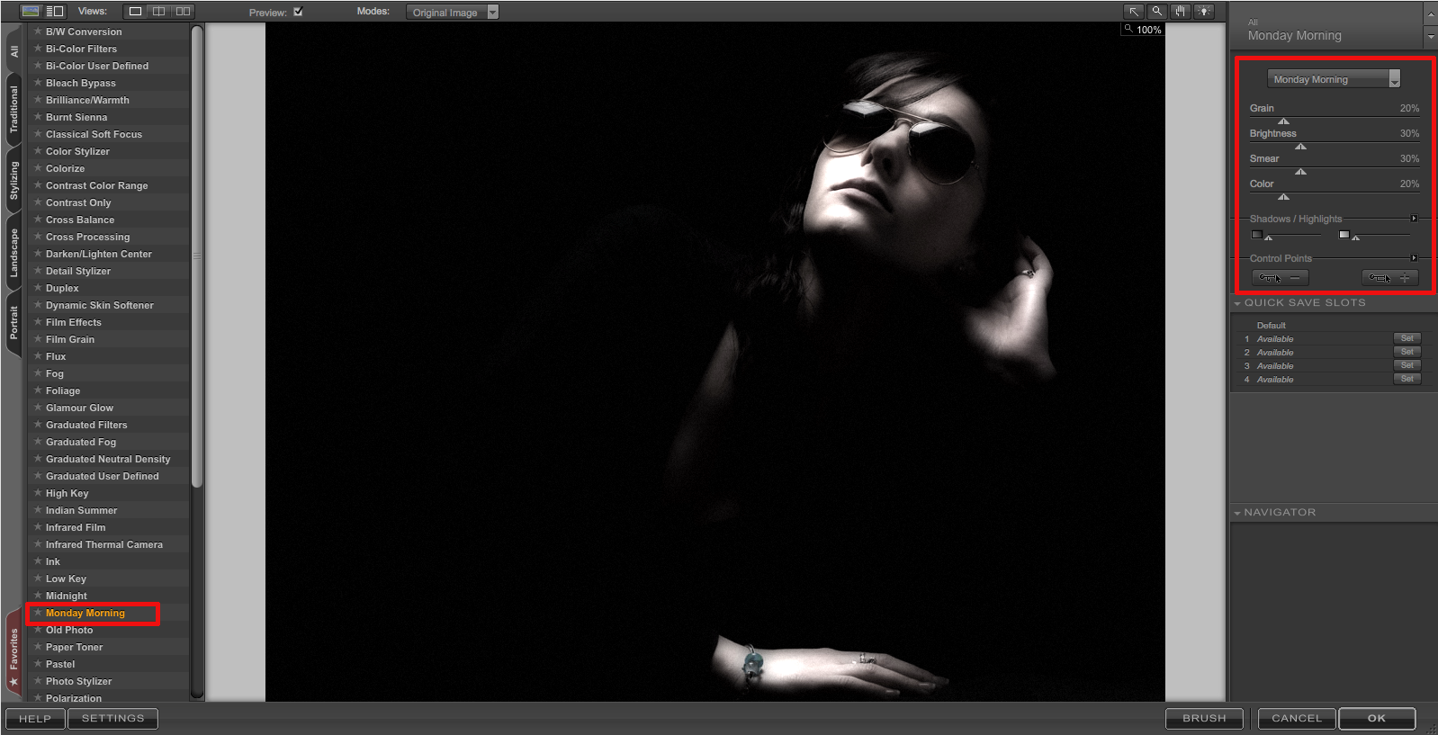 Screen grab of Nik Color Efex Pro main window.