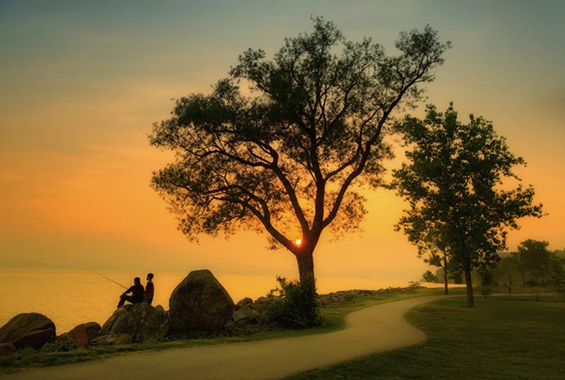 "Sunset in the park with Rick" - taken in my "backyard" along the Hudson River.