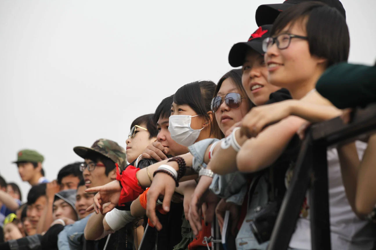  Themed "PM2.5" for the size of the hazardous pollutant particles that can enter the bloodstream, the 2012 MIDI Music Festival took place under appropriately hazy skies in Beijing. 