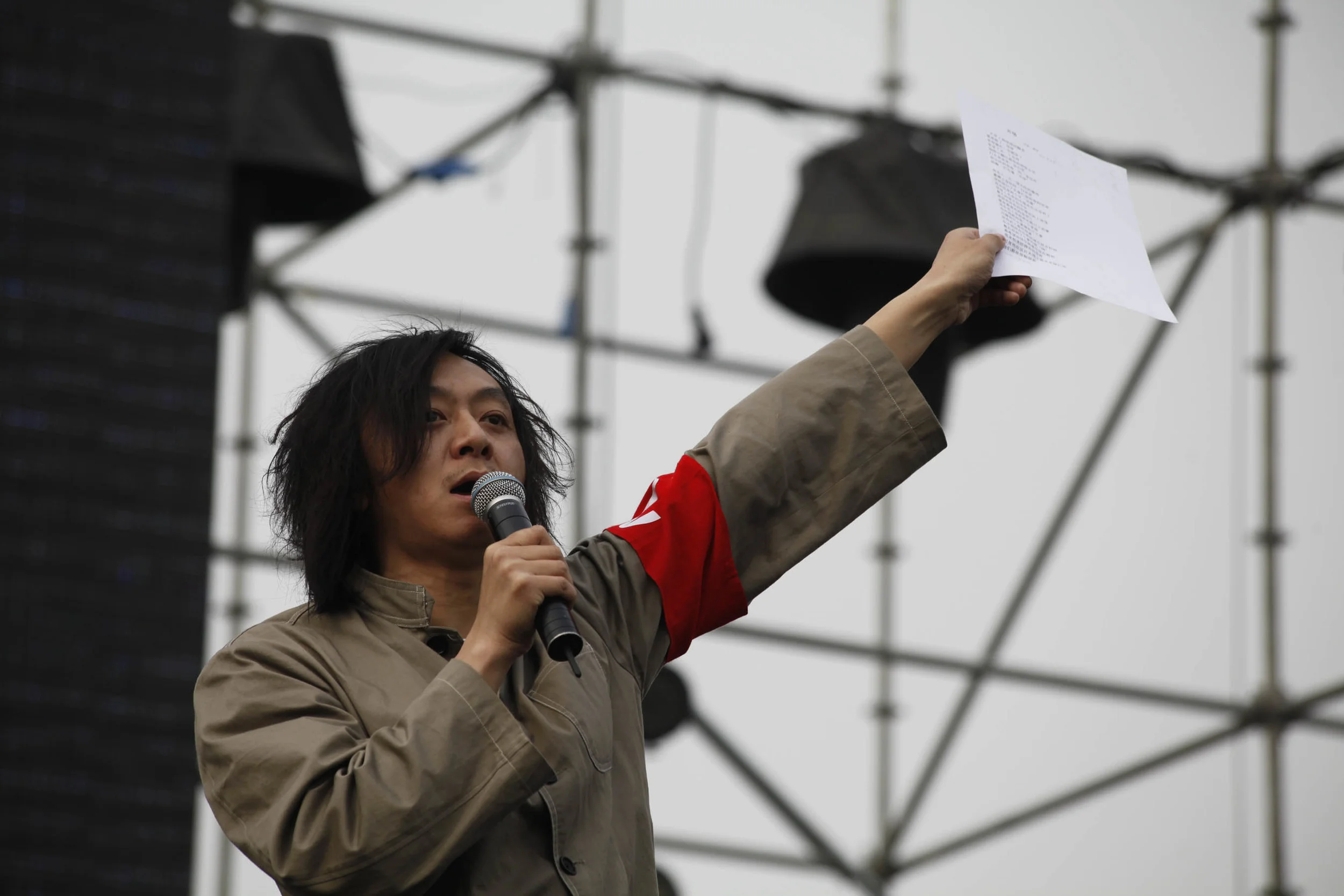  Iron Kite lead singer Yu Yang on stage during the 2012 MIDI Music Festival in Beijing. 