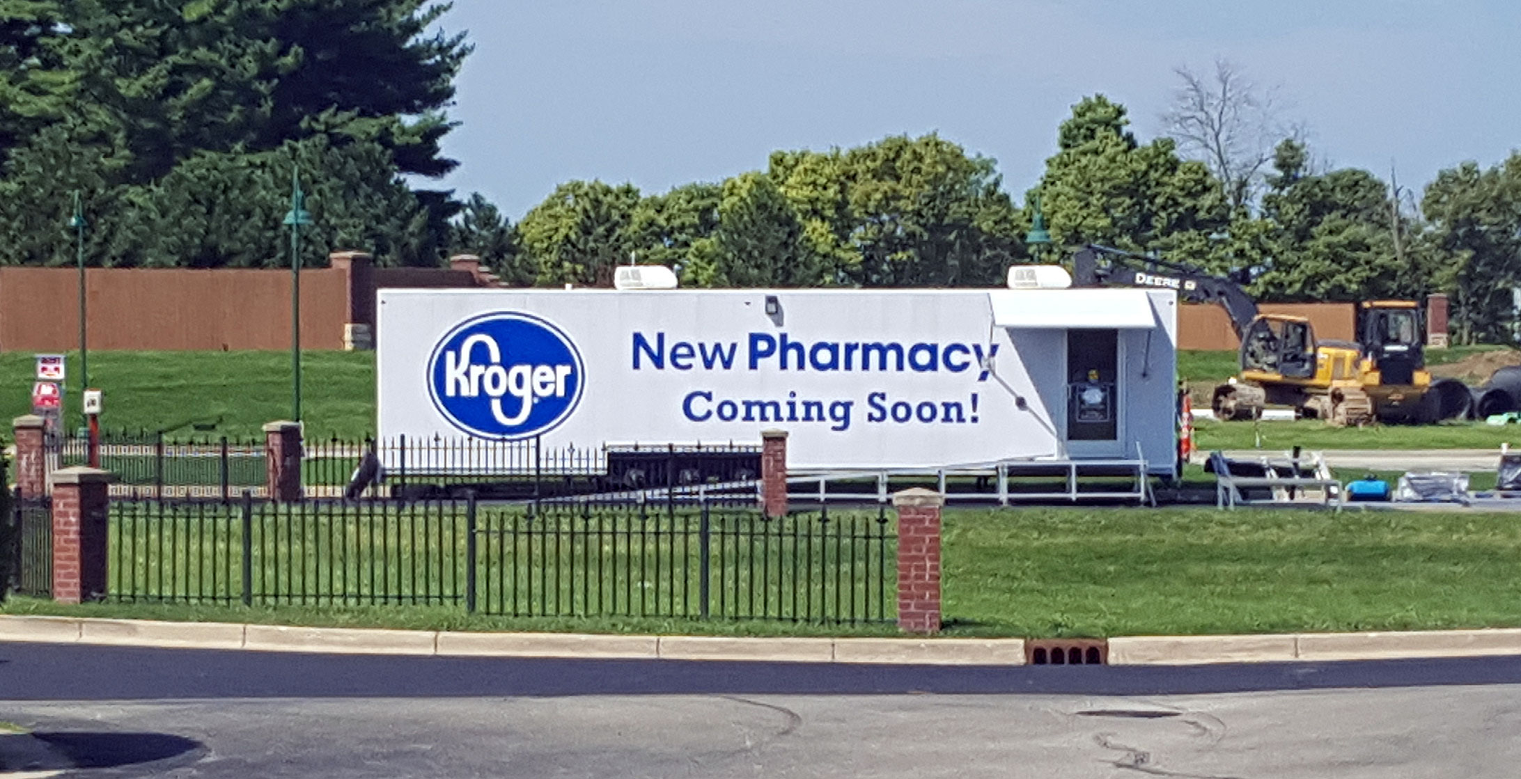 Kroger knew what they were doing when they selected this location for their construction trailer - right where everyone exiting the nearby bank's drive-up tellers would see it.