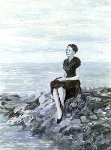 Amma on the Rocks. Acrylic on illustration board.