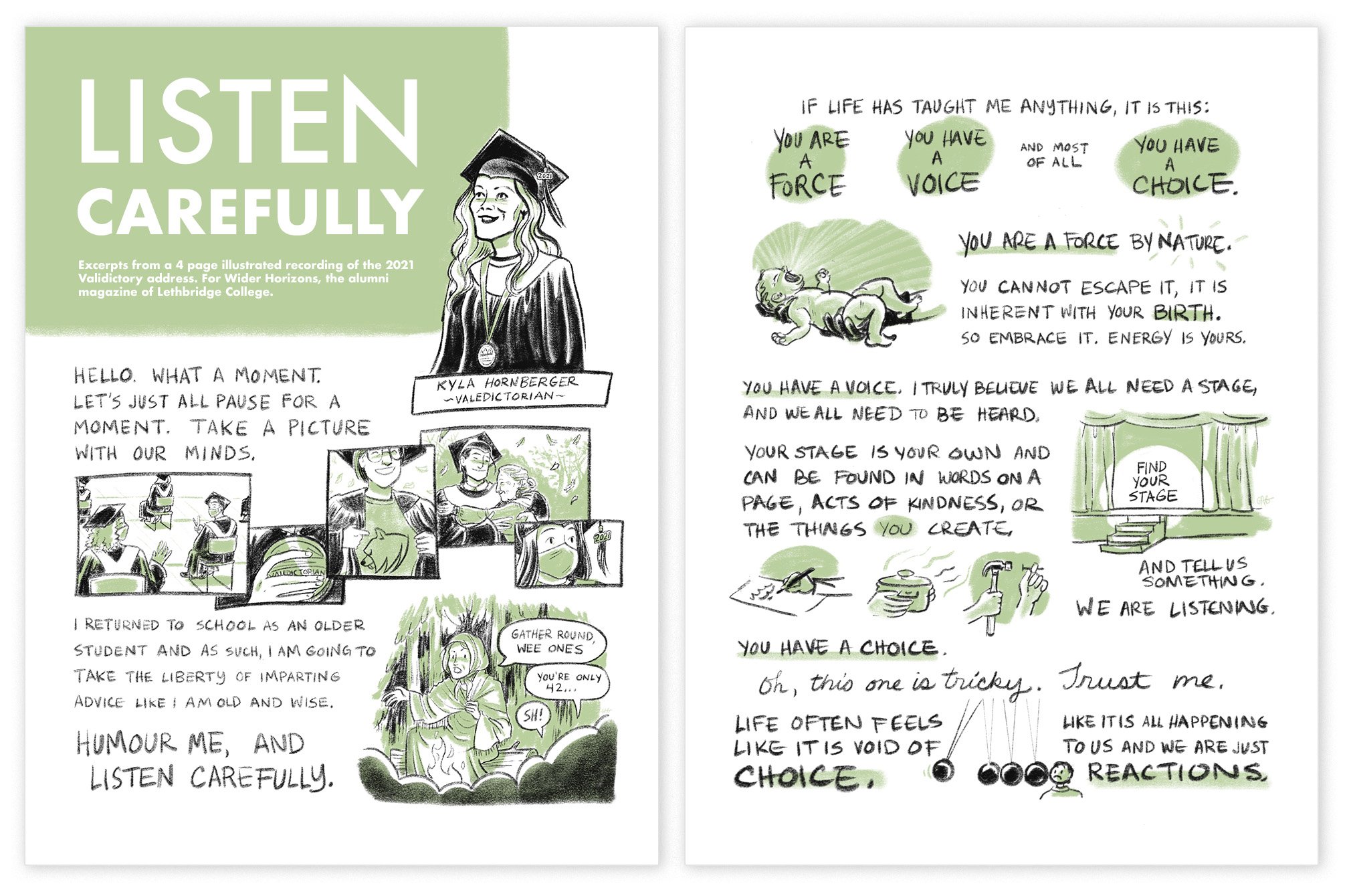 Excerpt from Listen Carefully. AWPA Illustration Finalist