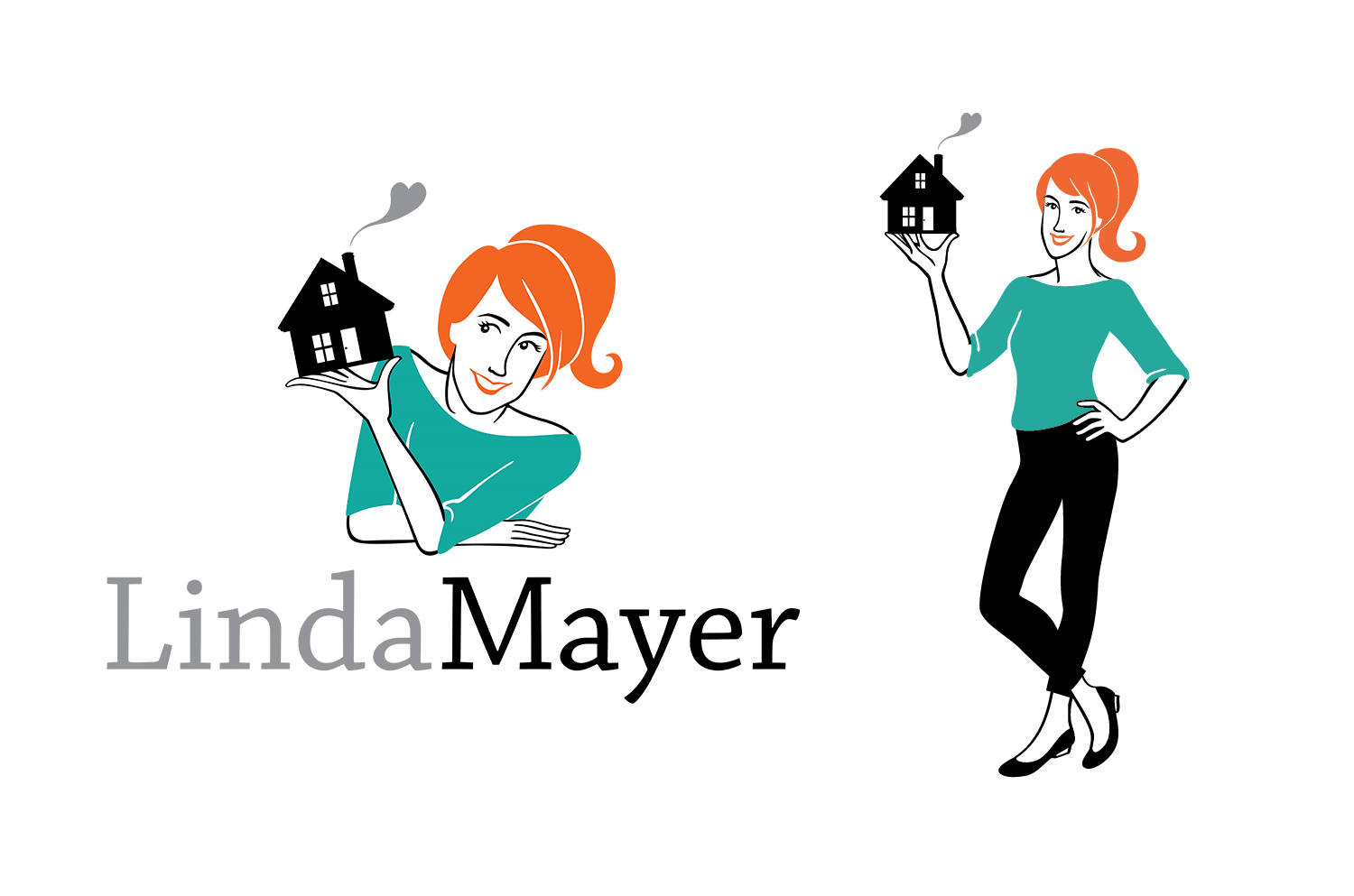  Illustrated Logo and icon for Toronto Realtor, Linda Mayer. (Variations include her adorable dog). 