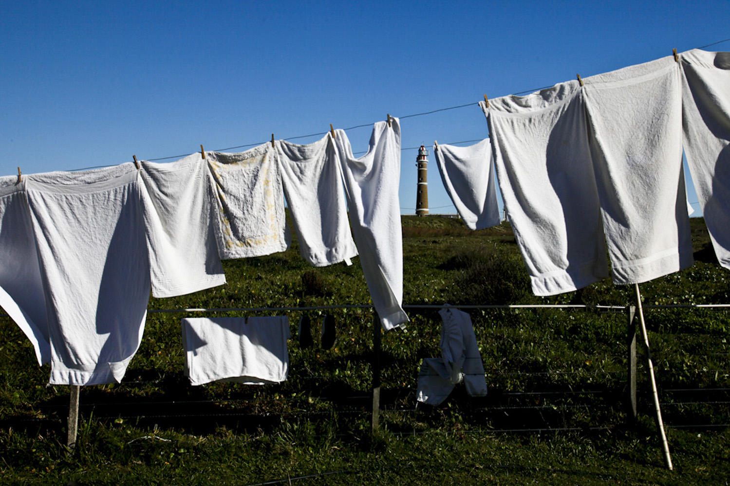 Lighthouse and clothesline
