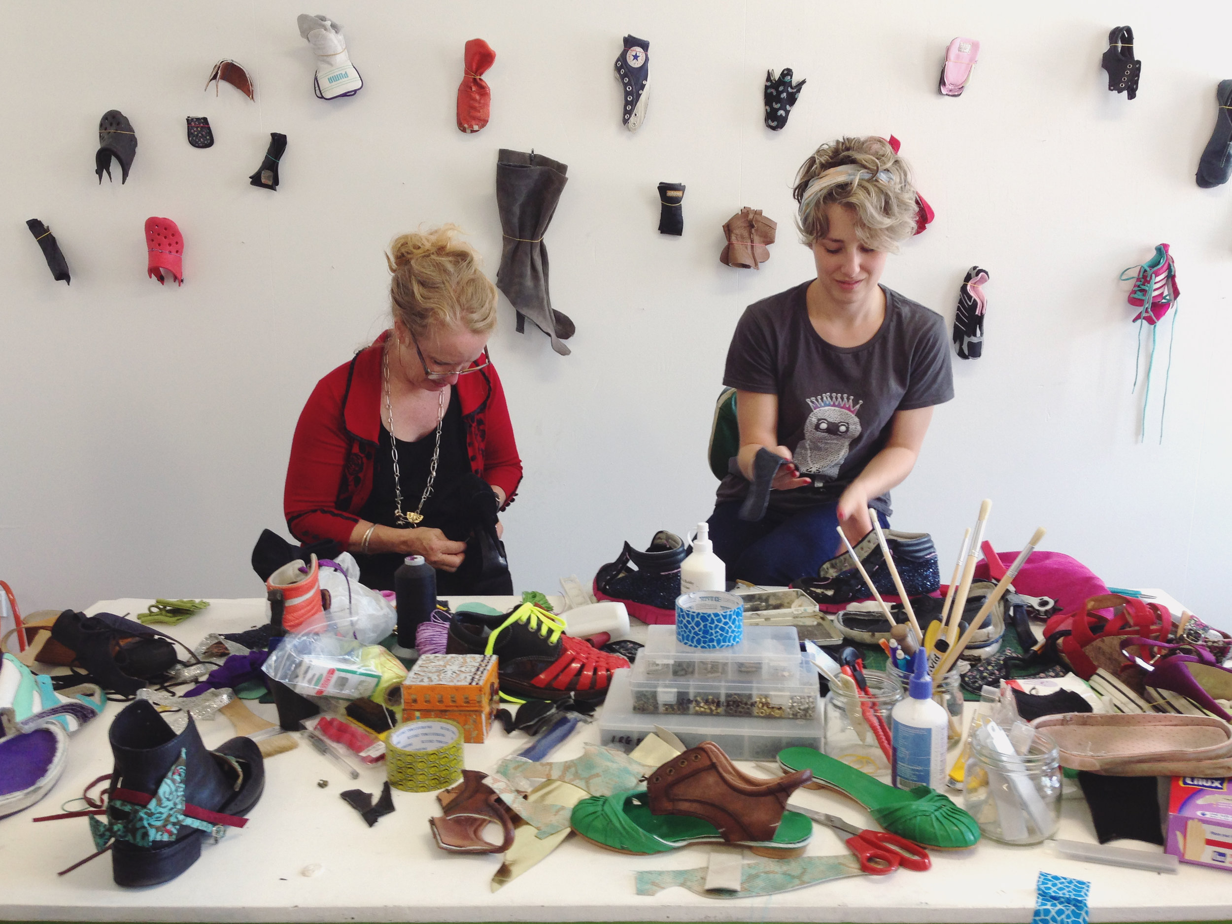 Frankenfoot an Urban Dream Brokerage in Dunedin in 2017 which upcycles shoes into wearable art. Image: Justin Spiers.