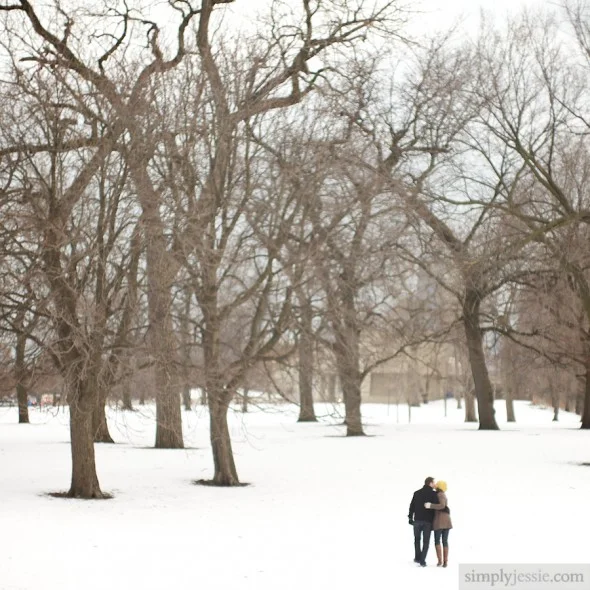 Snowy Chicago Engagement Photography