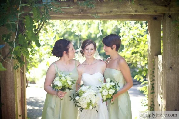 Bride & bridesmaids at Morton Arboretum