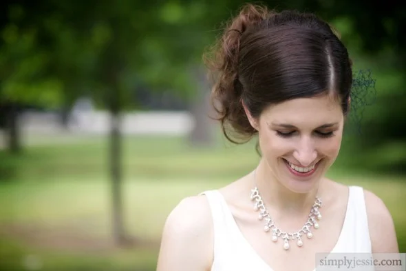 Bride laughing on wedding day