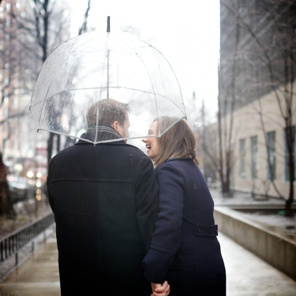 engagment in the rain
