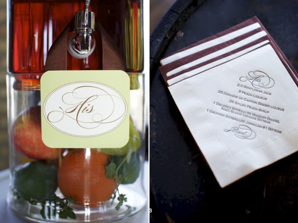 Drink Recipe on wedding napkin
