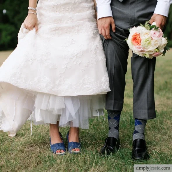 Blue Toms on bride