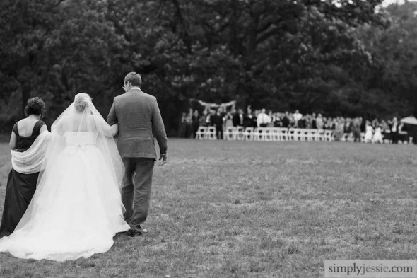 Bride walking down aisle