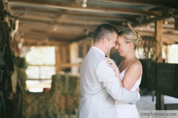 Bride & groom in barn, Sonoma CA