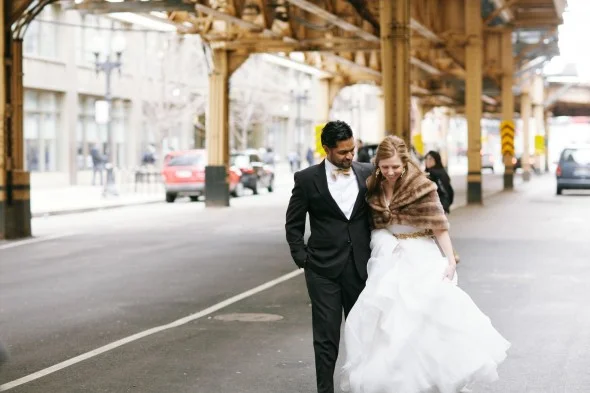 Bride & Groom with Chicago El