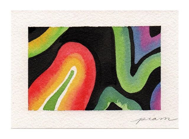 🏵️ Hesitation 🏵️
Tiny watercolour piece that sold during women's day week.
. 
I'm compiling a catalogue of my work, so if you're interested in one of these rainbow  pieces subscribe to my newsletter to receive my catalogue and updates!
.
#painting 