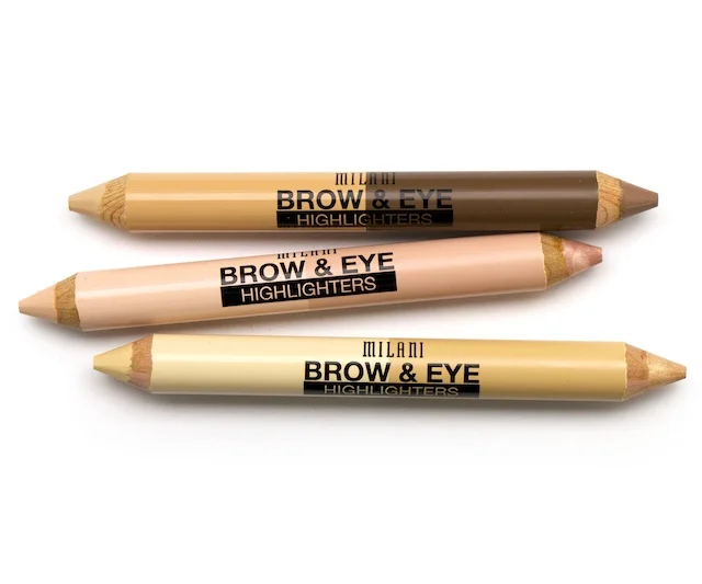 The dual edged Milani Brow & Eye Highlighters has brightening powers. The matte and pearl sides is a non-crease formula with a cream to powder finish that will lift and make your eyes glow!
