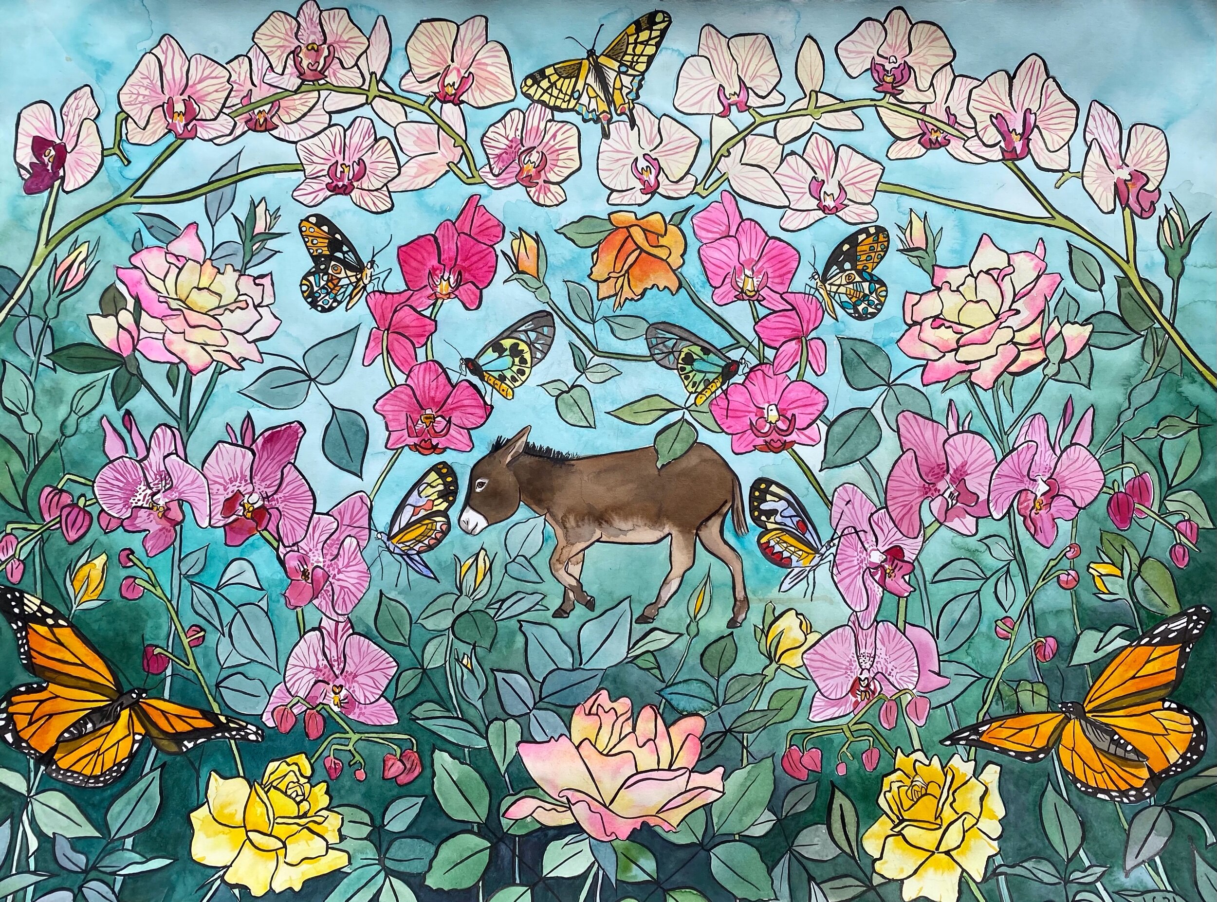 Donkey, Mixed Media, 22 x 30"