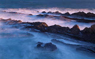 Morro Bay rocks and surf, F/16, 10 seconds, ISO 100. I used a 3-stop neutral density filter and a polarizer.