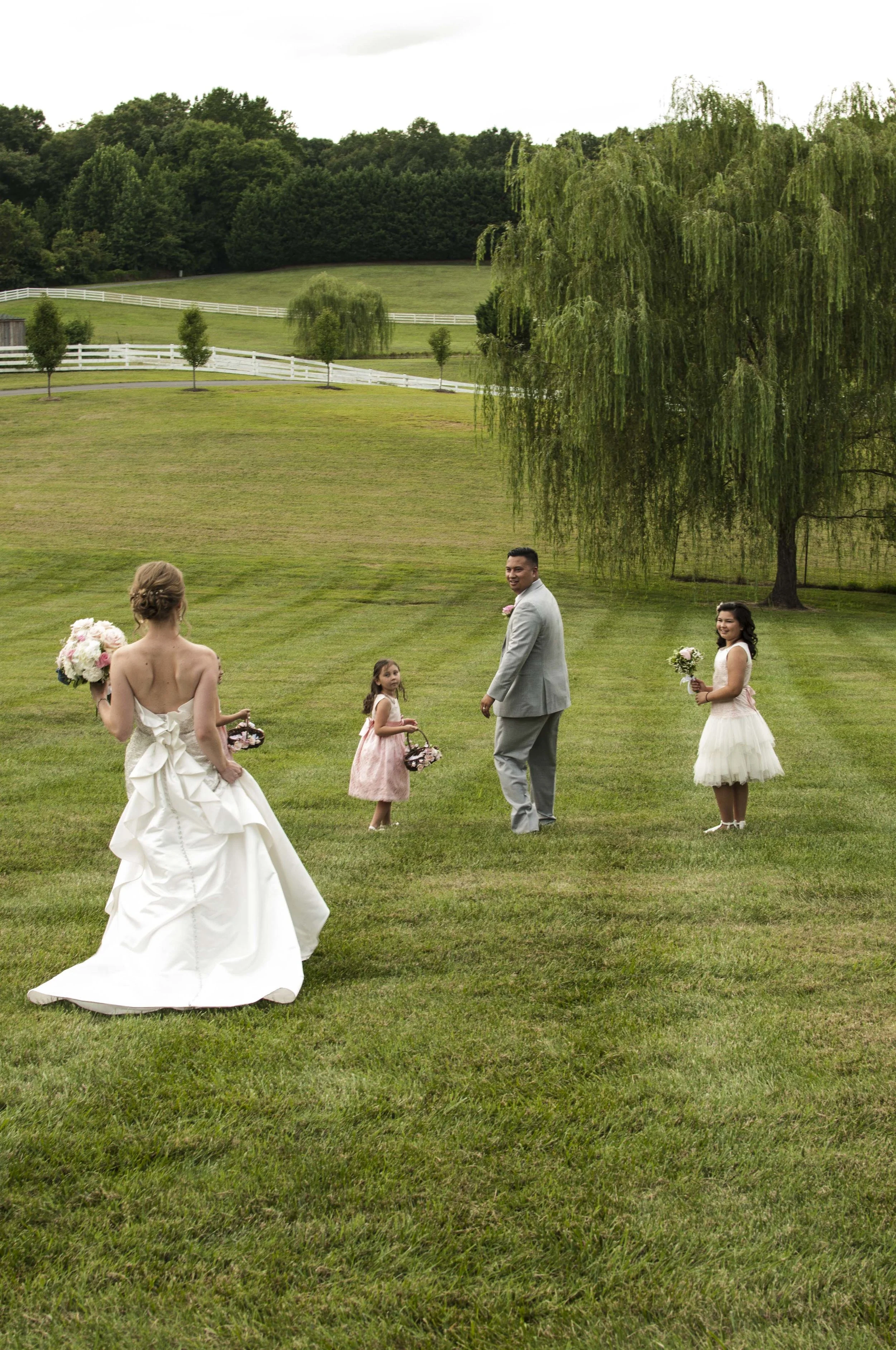 wedding party walking