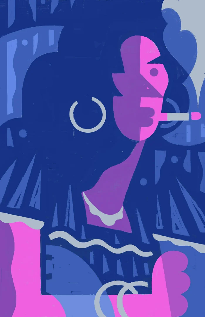 Portrait in Pink and Blue