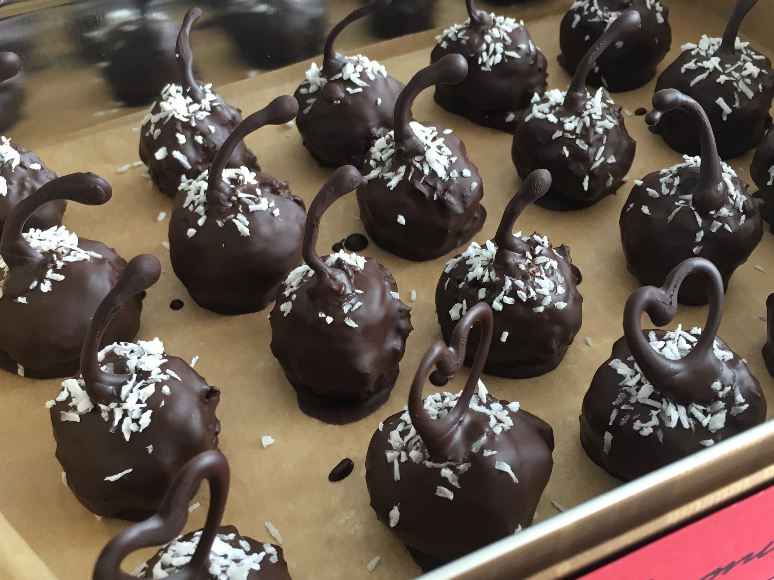 Coconut cherry chocolates