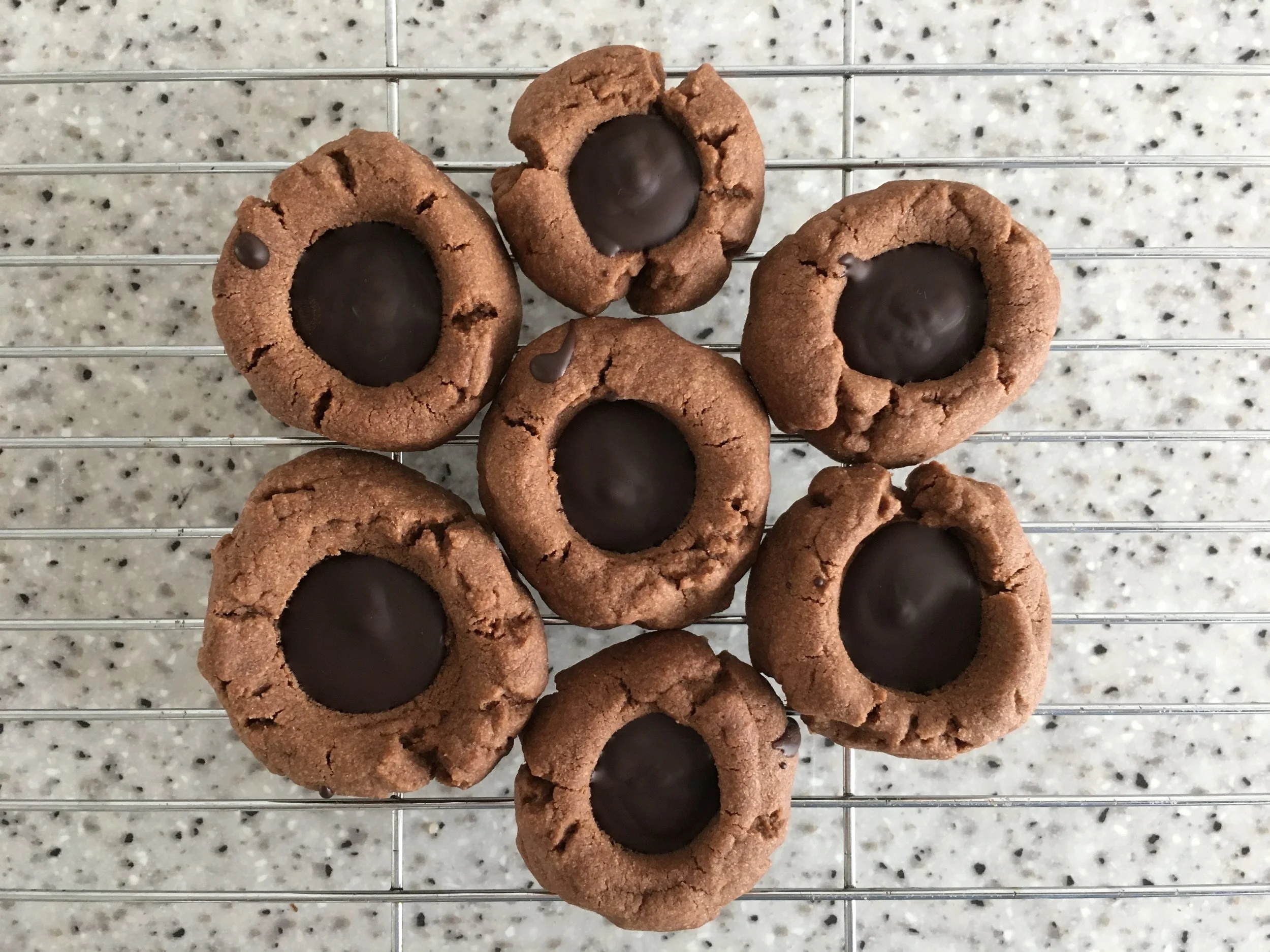 Chocolate thumbprint cookies