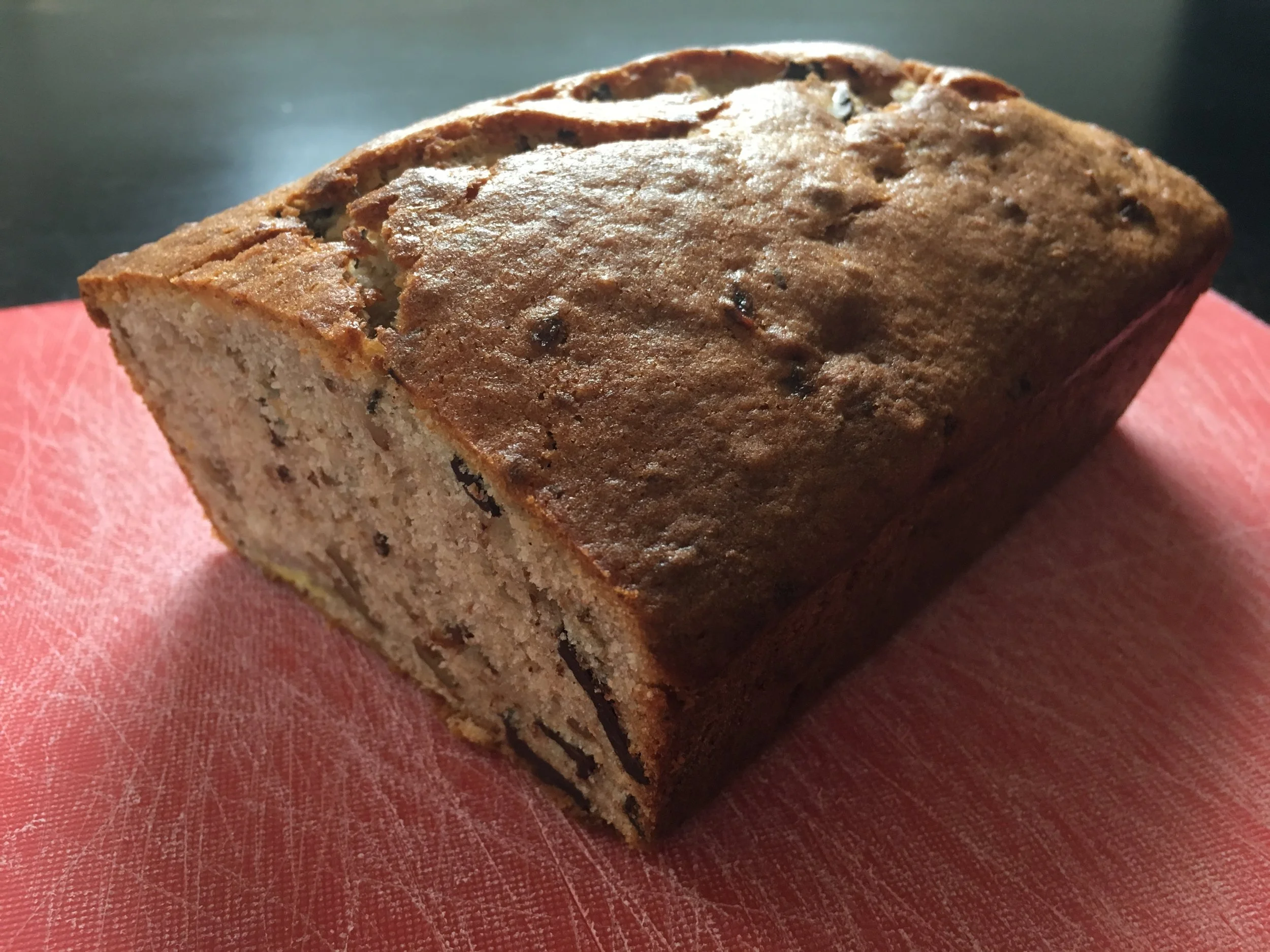 Banana bread with chocolate and walnuts