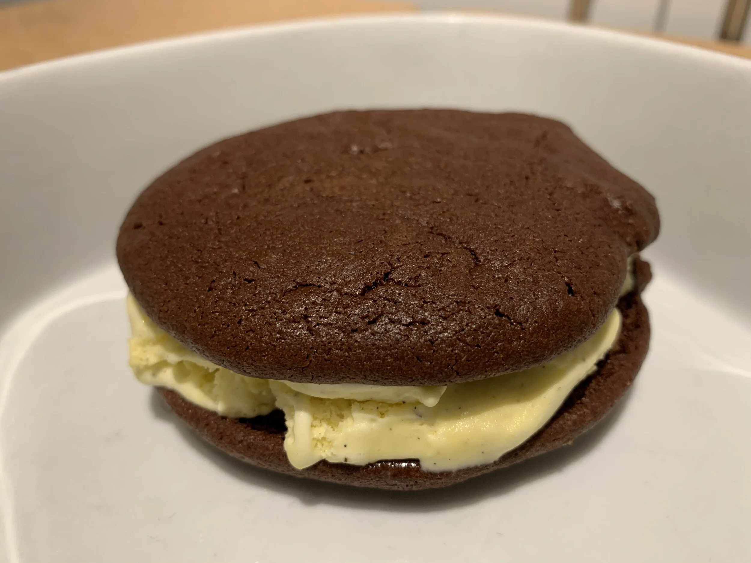 Chocolate brownie ice cream sandwich