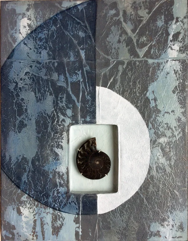 Ancient Earth (14x18" on canvas with ammonite fossil)*