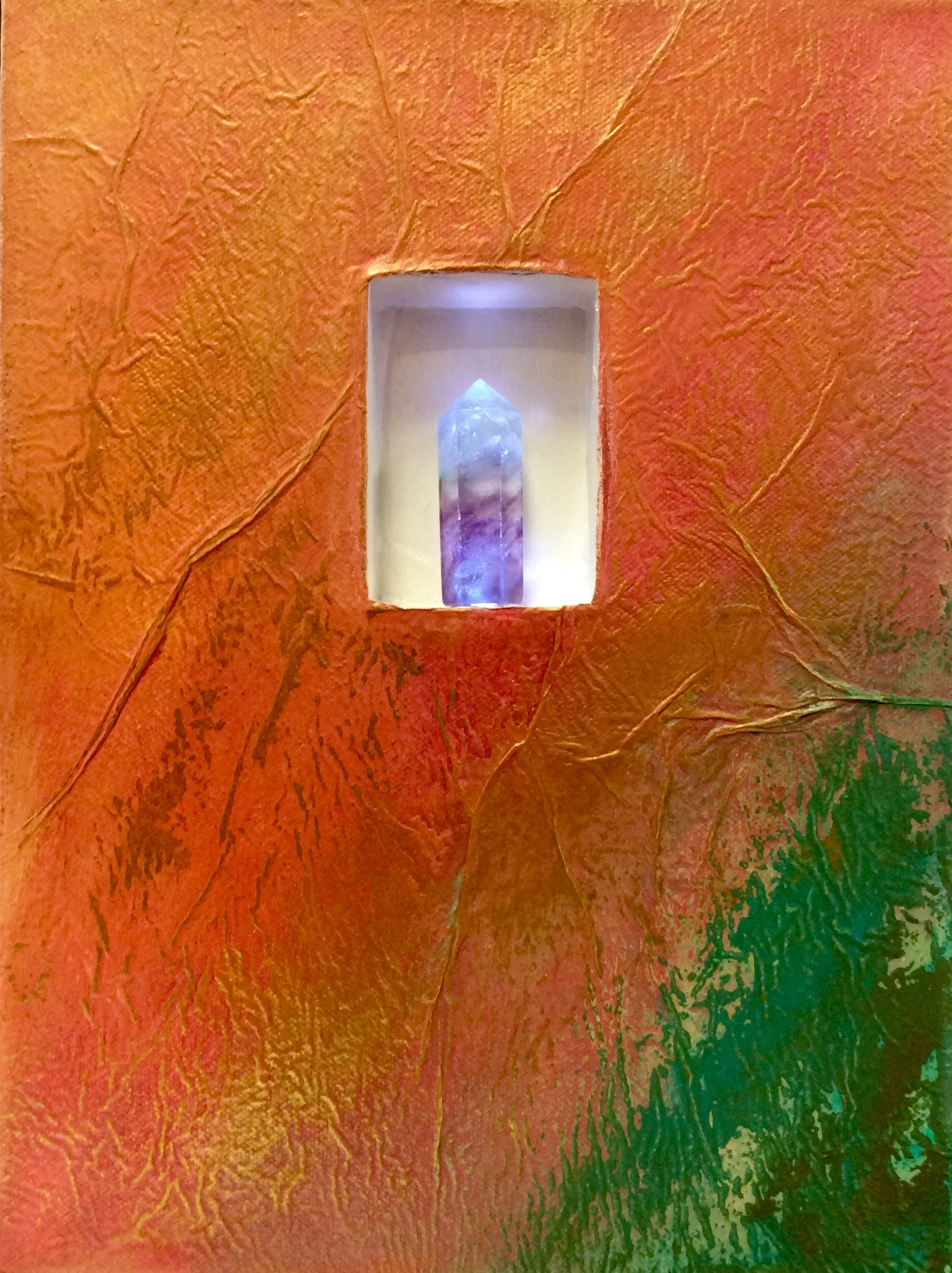 Illuminated 4 (9x12" on canvas with fluorite crystal)*