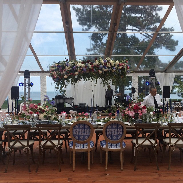 Pattern on his and hers chairs at a wedding in May...